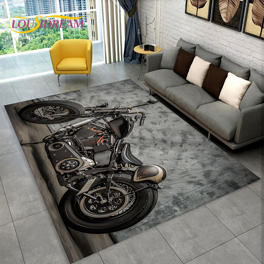 3D Printing Tablet - 3D Retro Vintage Motorcycle Area Rug